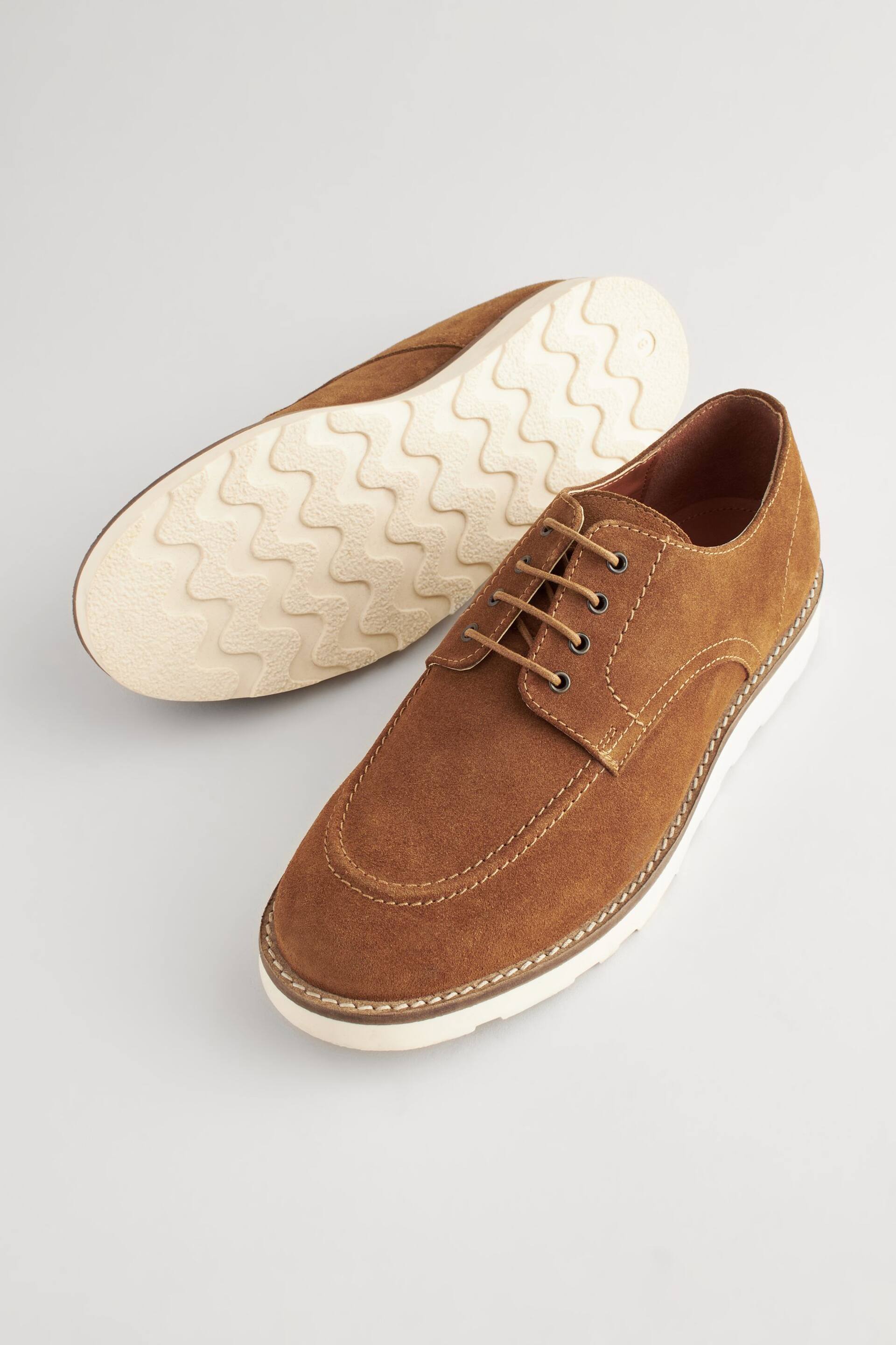 Tan Brown Suede Apron Wedge Shoes - Image 4 of 7