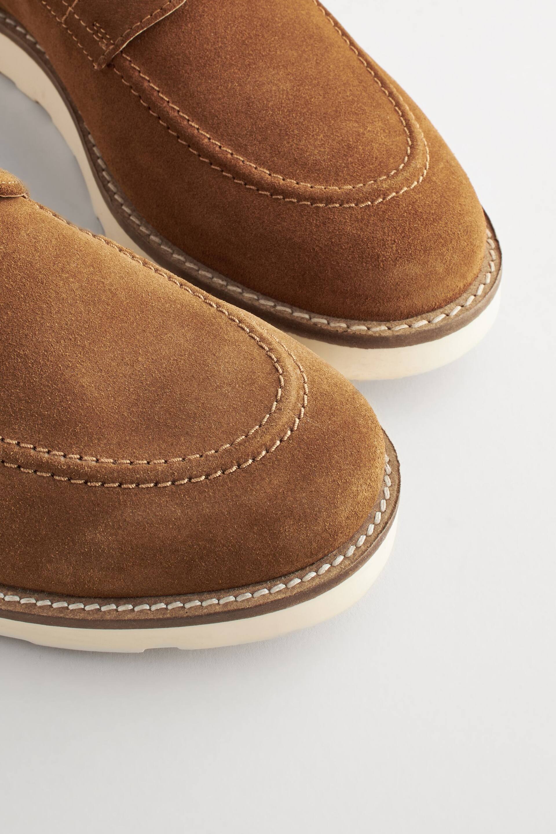 Tan Brown Suede Apron Wedge Shoes - Image 5 of 7