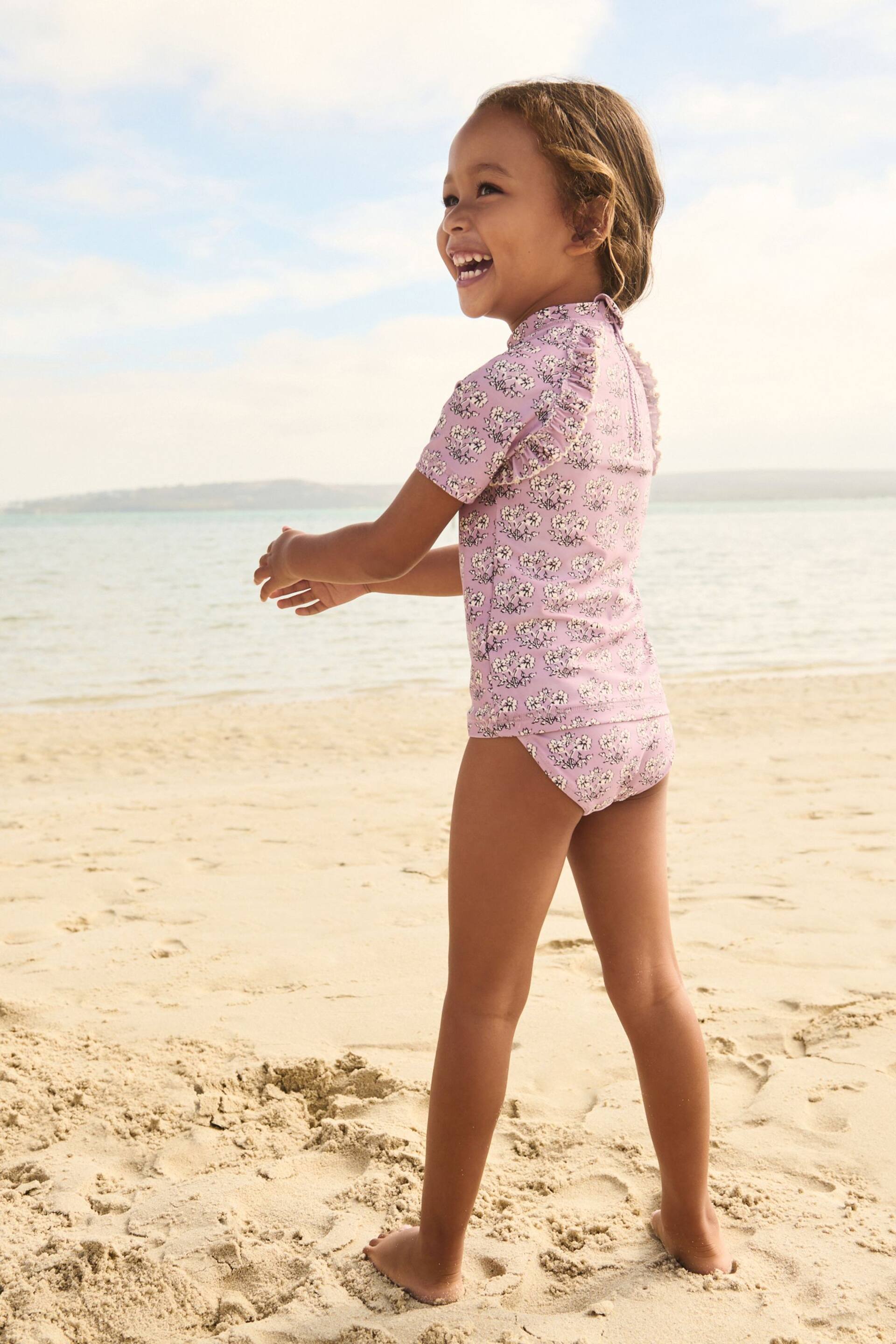 Lilac Purple Floral Sunsafe Swim Set (3mths-16yrs) - Image 3 of 9