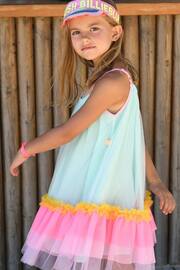 Billieblush Green Sleeveless Dress With Rainbow Mesh Tutu - Image 2 of 5