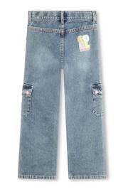 Billieblush Blue Denim Cargo Utility Wide Leg Jeans - Image 2 of 4