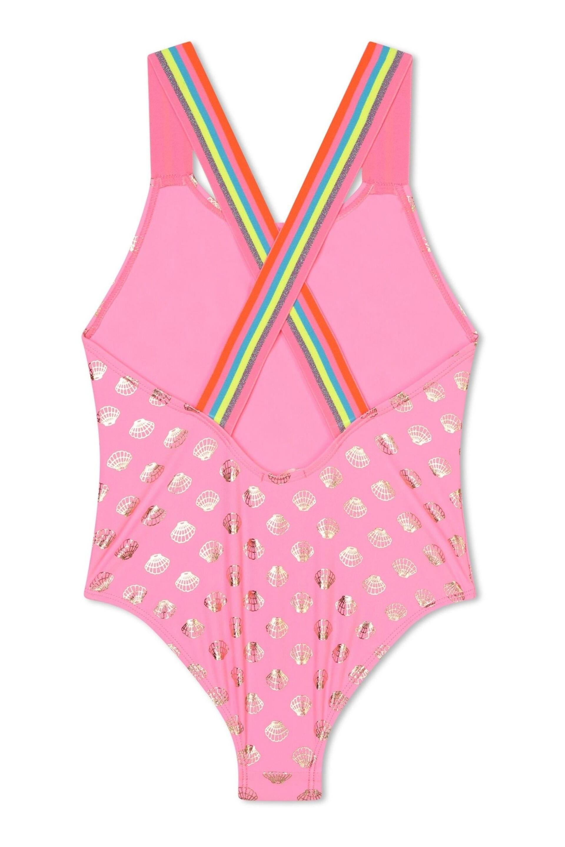 Billieblush Pink Swimsuit With Gold Foil Seashell Print - Image 2 of 3