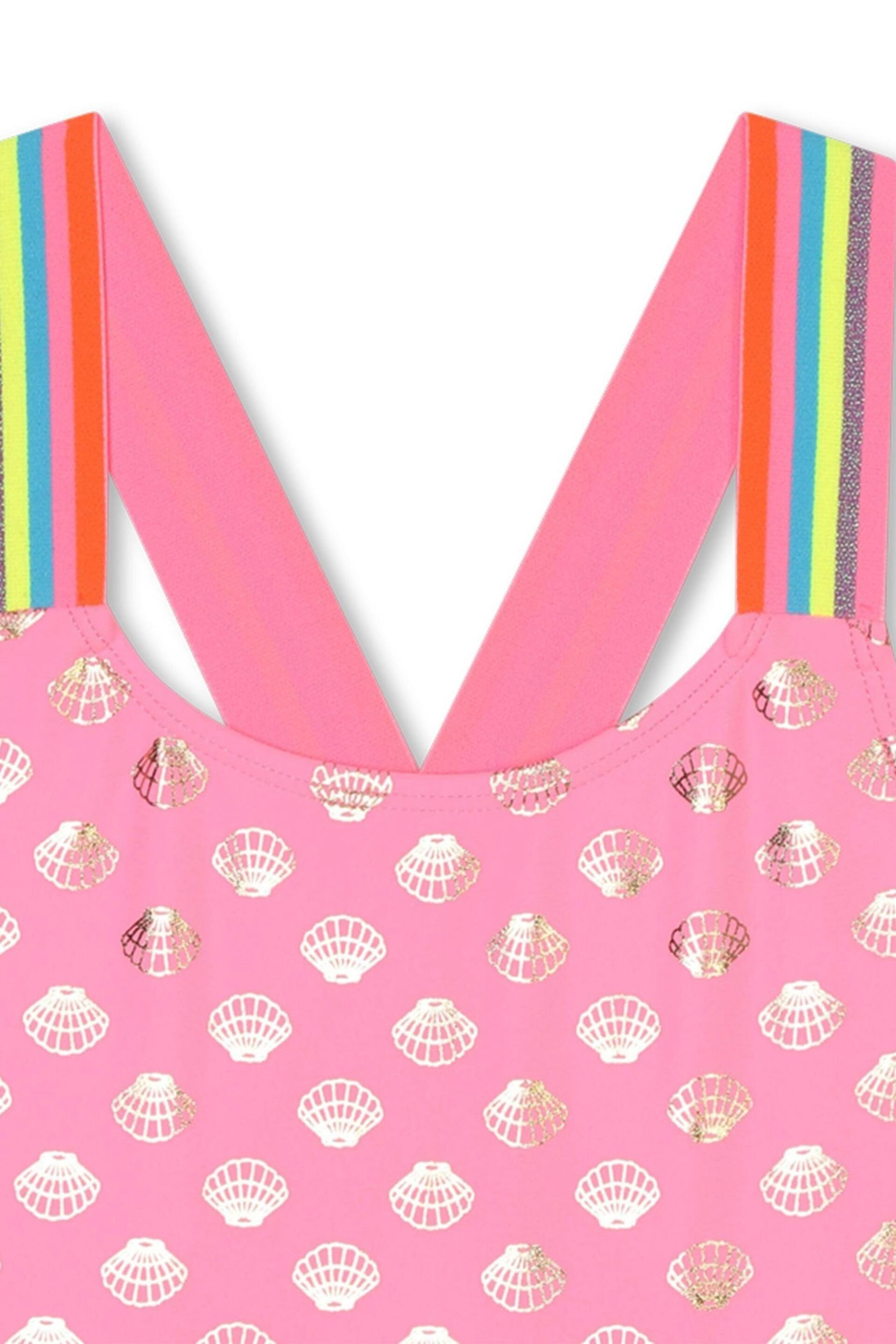 Billieblush Pink Swimsuit With Gold Foil Seashell Print - Image 3 of 3