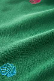 Bright Green Shell V-Neck Gem Button Linen T-Shirt - Image 7 of 7