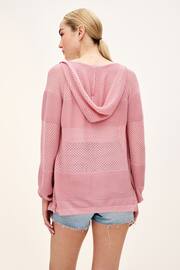 Blush Pink Mesh Stitch Hooded Cardigan - Image 3 of 6