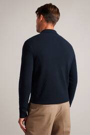 Ted Baker Blue Morar Stitch Knitted Polo Shirt - Image 2 of 6