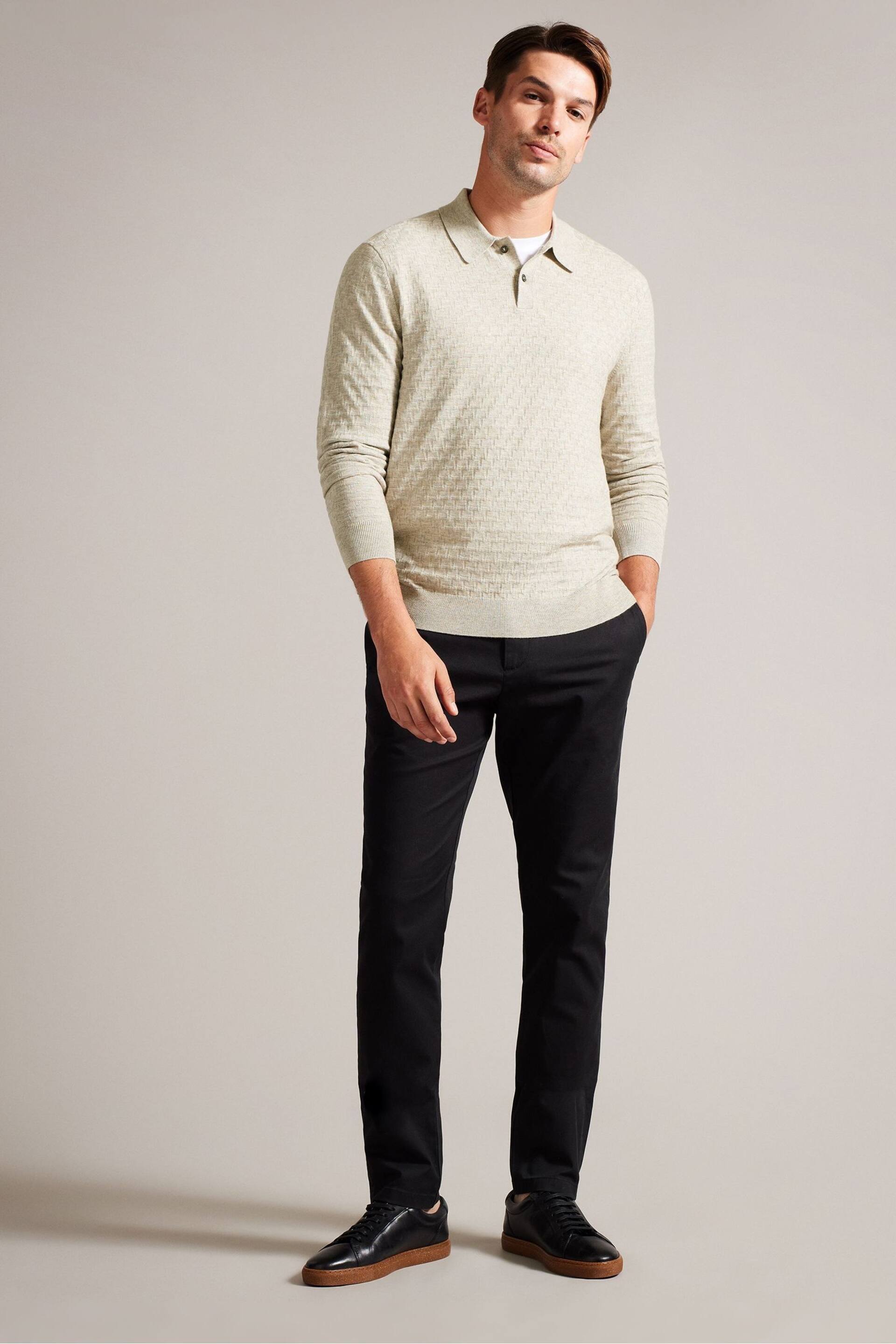 Ted Baker Natural Morar Stitch Knitted Polo Shirt - Image 3 of 6