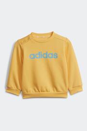 adidas Yellow/Blue Sportswear Essentials Lineage Joggers Set - Image 2 of 6