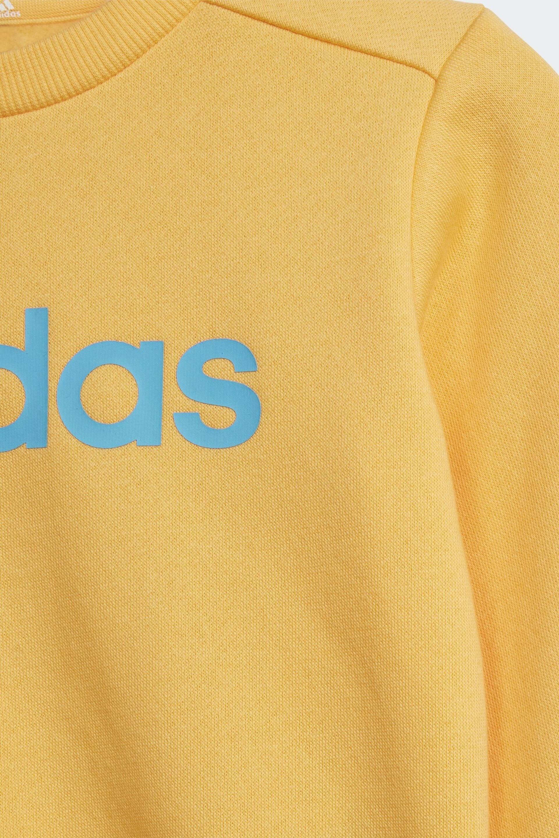 adidas Yellow/Blue Sportswear Essentials Lineage Joggers Set - Image 5 of 6