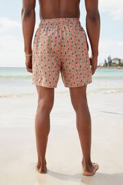Rust Orange Pineapple Relaxed Fit Printed Swim Shorts - Image 5 of 11
