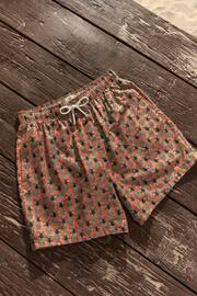 Rust Orange Pineapple Relaxed Fit Printed Swim Shorts - Image 6 of 11