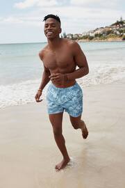 Slate Blue Wave Regular Fit Printed Swim Shorts - Image 2 of 9