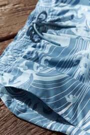 Slate Blue Wave Regular Fit Printed Swim Shorts - Image 8 of 9