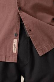 Rust Brown Linen Blend Short Sleeve Shirt with Cuban Collar - Image 5 of 9
