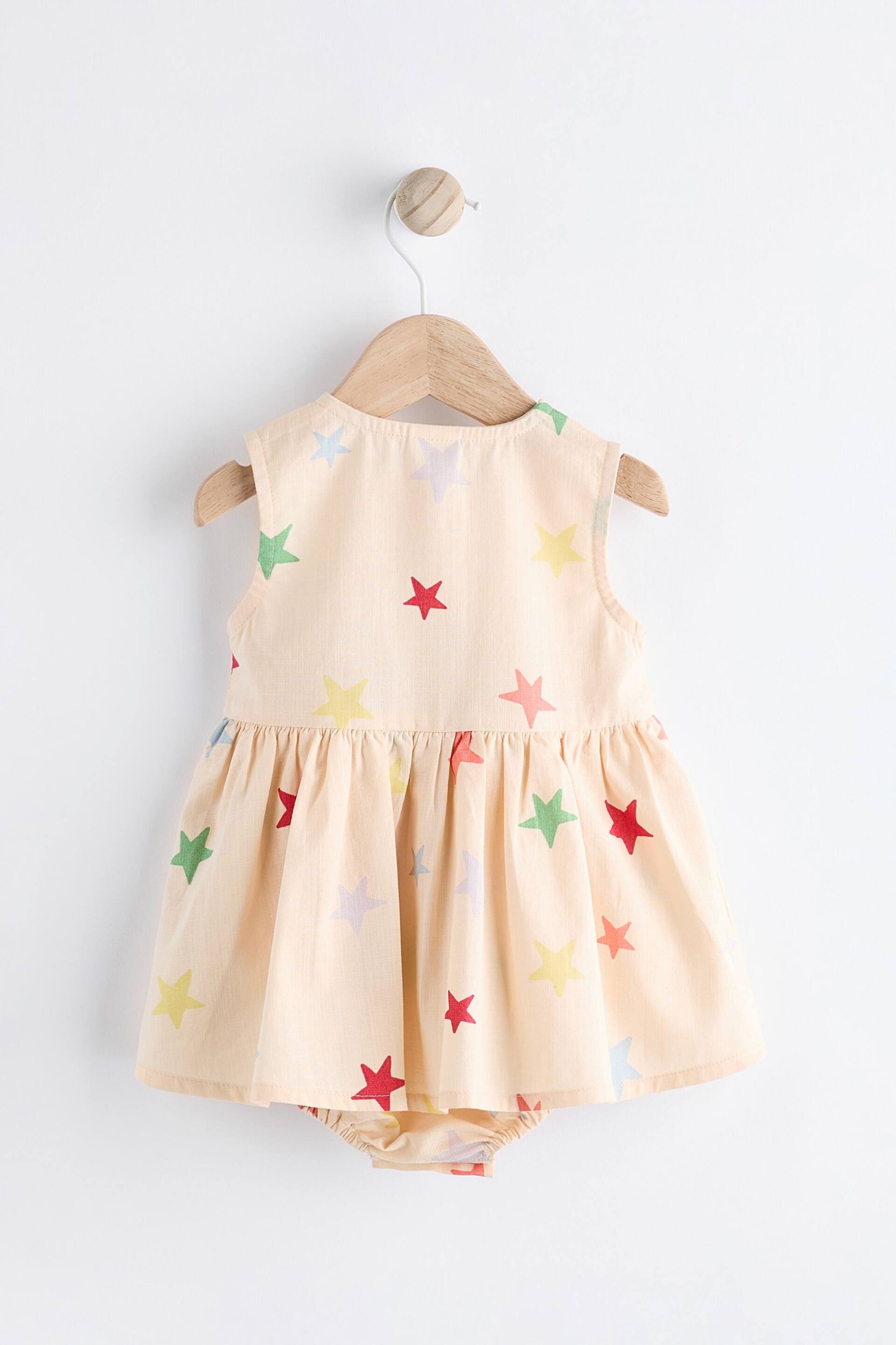 Cream/Multi Star Print Baby Integral Knickers Dress (0mths-2yrs) - Image 2 of 6
