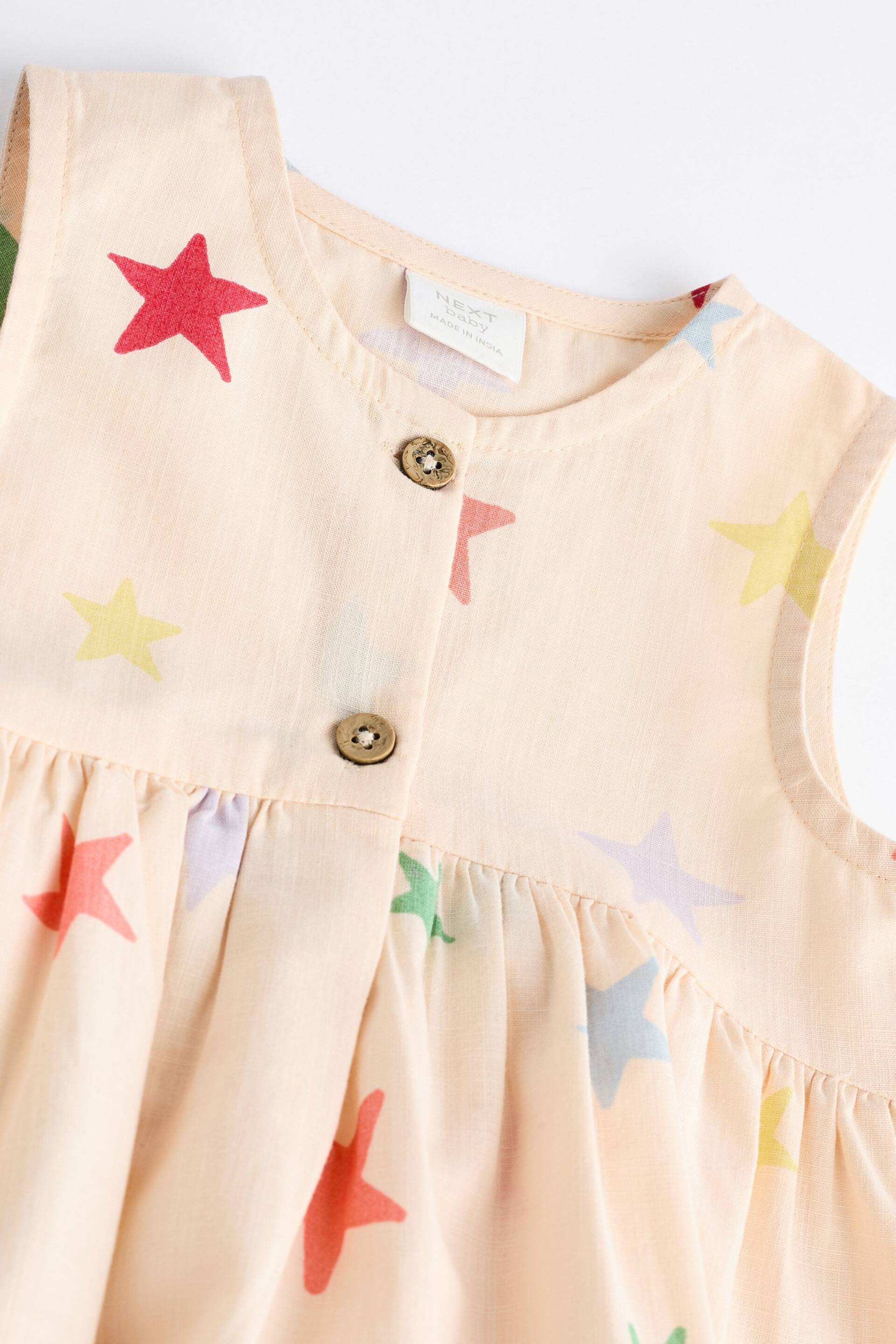 Cream/Multi Star Print Baby Integral Knickers Dress (0mths-2yrs) - Image 4 of 6