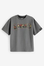Grey Embroidery Oversized Fit Short Sleeve Graphic T-Shirt (3-16yrs) - Image 1 of 3