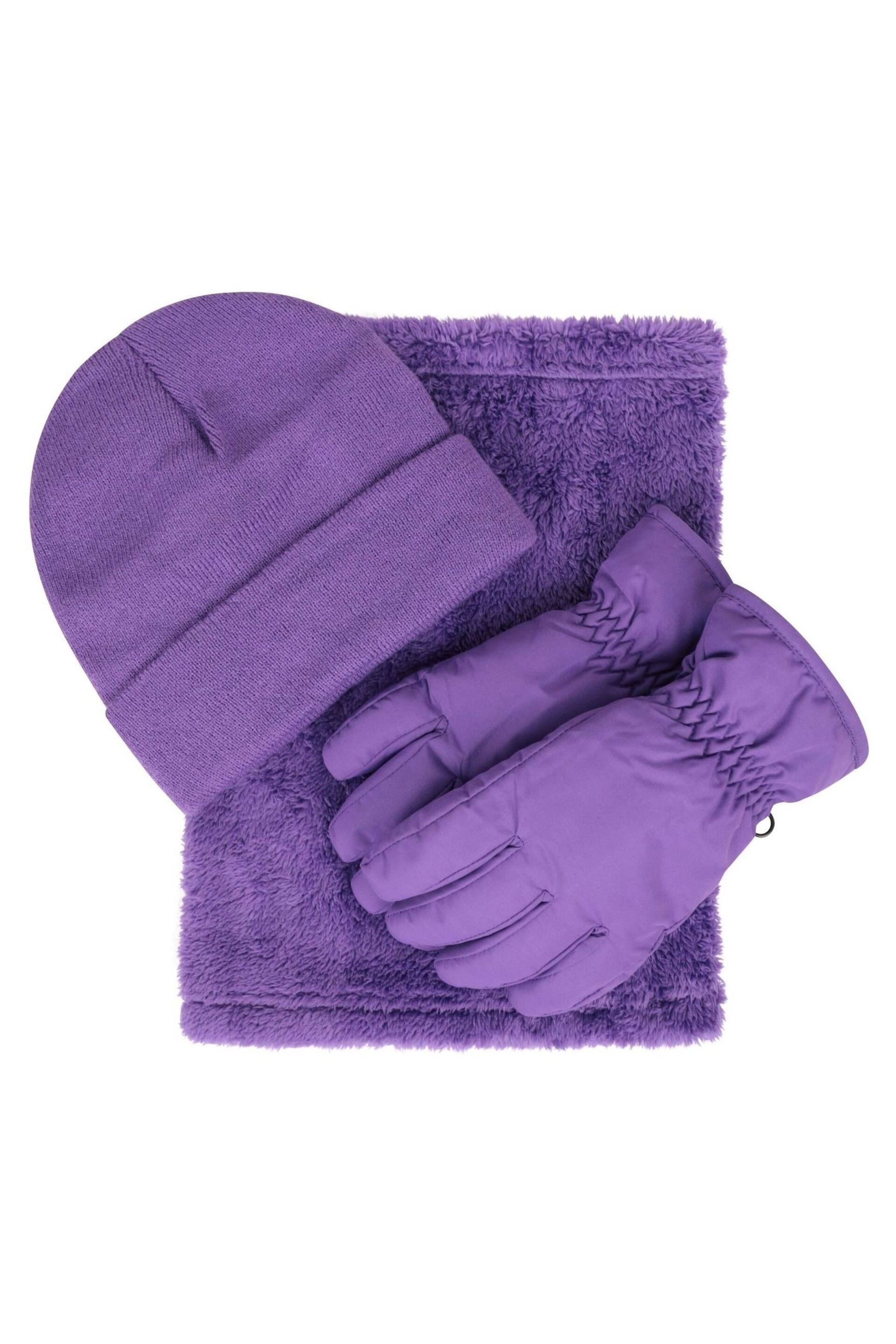 Mountain Warehouse Purple Kids Winter Accessories Set - Image 4 of 4