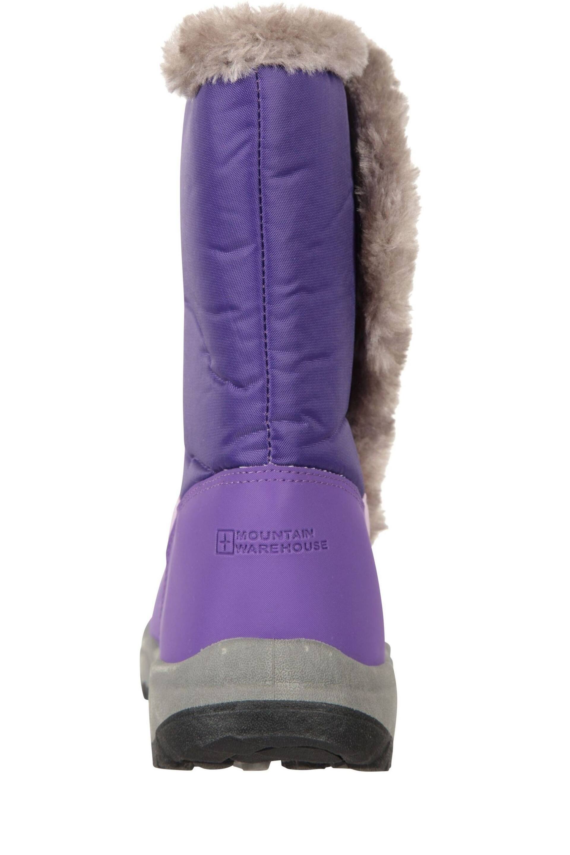 Mountain Warehouse Purple Caribou Kids Faux Fur Trim Sherpa Lined Snow Boots - Image 3 of 6