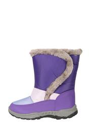 Mountain Warehouse Purple Caribou Kids Faux Fur Trim Sherpa Lined Snow Boots - Image 4 of 6