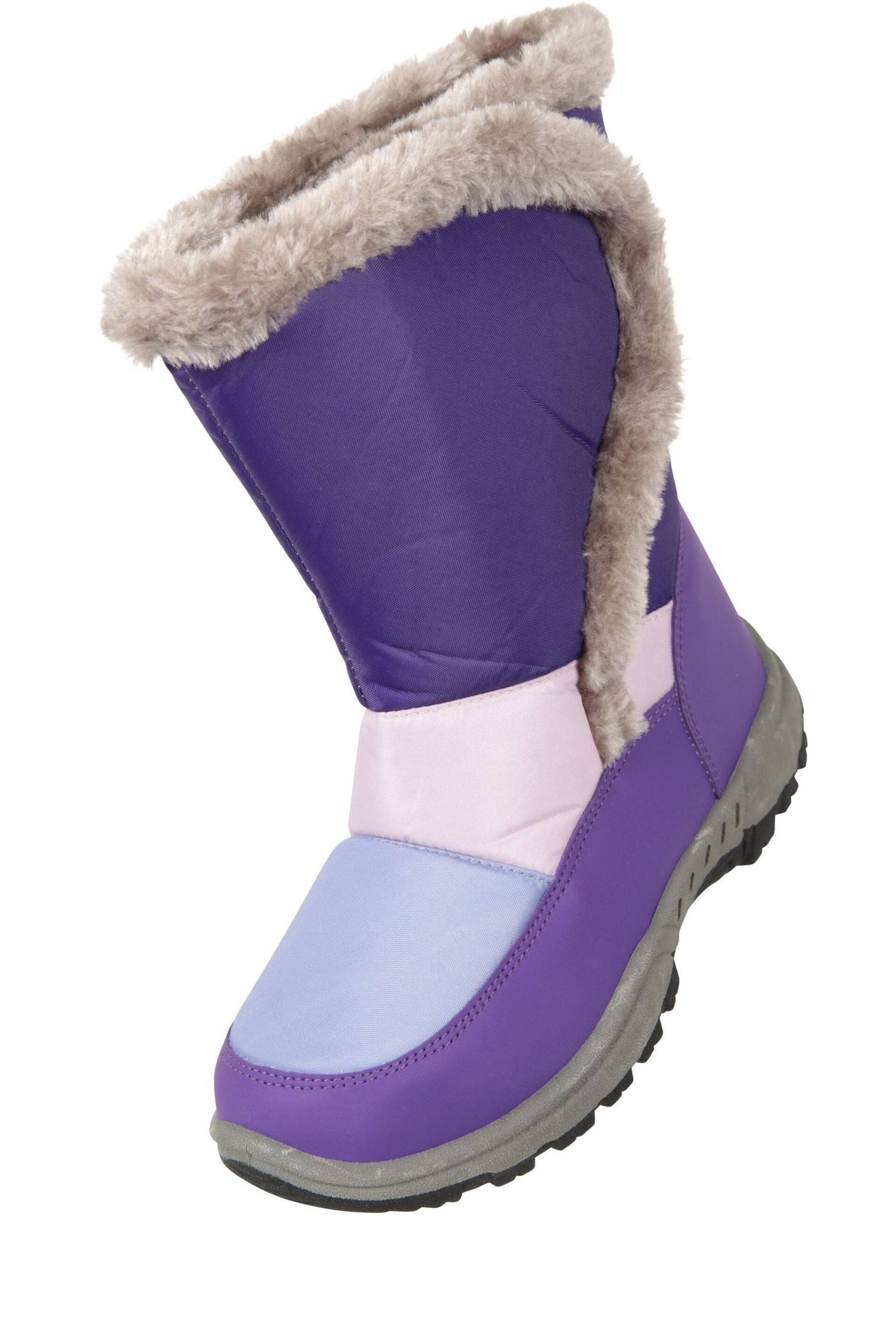 Mountain Warehouse Purple Caribou Kids Faux Fur Trim Sherpa Lined Snow Boots - Image 5 of 6