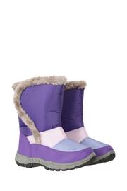 Mountain Warehouse Purple Caribou Kids Faux Fur Trim Sherpa Lined Snow Boots - Image 6 of 6