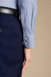 Charles Tyrwhitt Blue Slim Fit Cutaway Non-iron Herringbone Shirt - Image 3 of 4