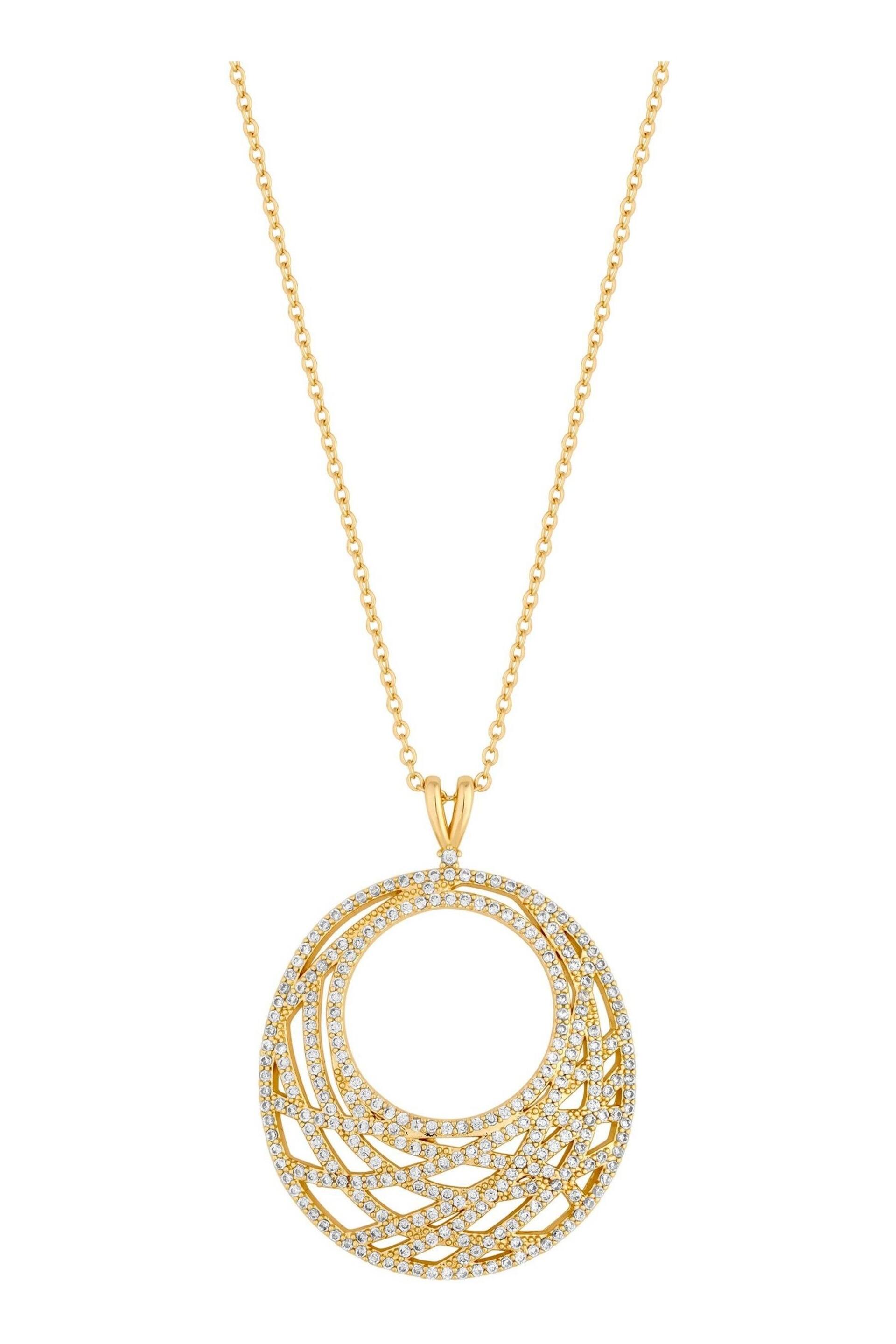 Inicio Gold Plated Cubic Zirconia Contemporary Open Pendant Necklace - Image 1 of 2