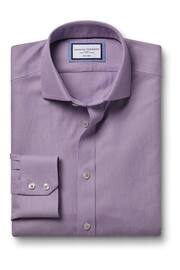 Charles Tyrwhitt Purple Non-iron Mayfair Weave Cutaway Slim Fit 100% Cotton Shirt - Image 4 of 5