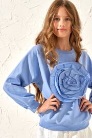 Angel & Rocket Blue Flora Corsage Sweatshirt - Image 1 of 5