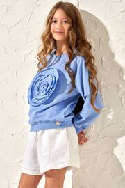 Angel & Rocket Blue Flora Corsage Sweatshirt - Image 2 of 5