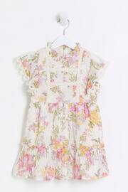 River Island Pink Mini Girls Floral Chiffon Dress - Image 1 of 4