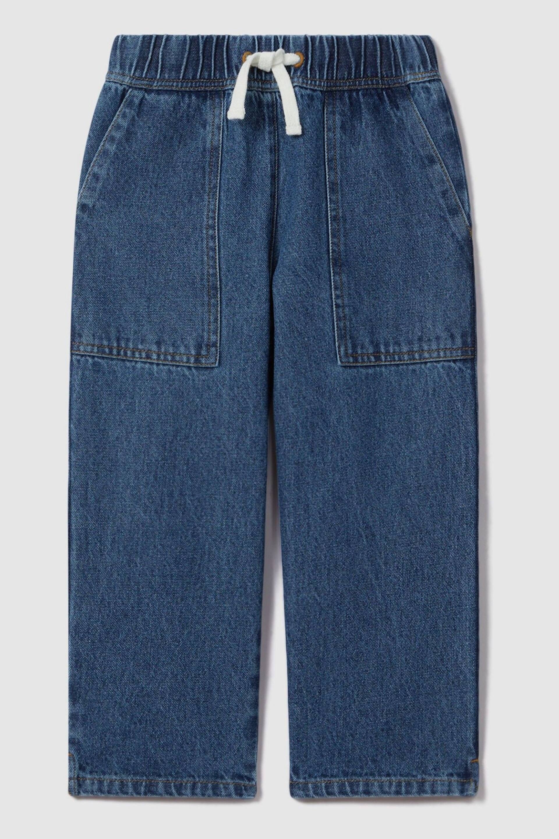 Reiss Blue Marloe Senior Drawstring Waist Straight Leg Jeans - Image 2 of 4