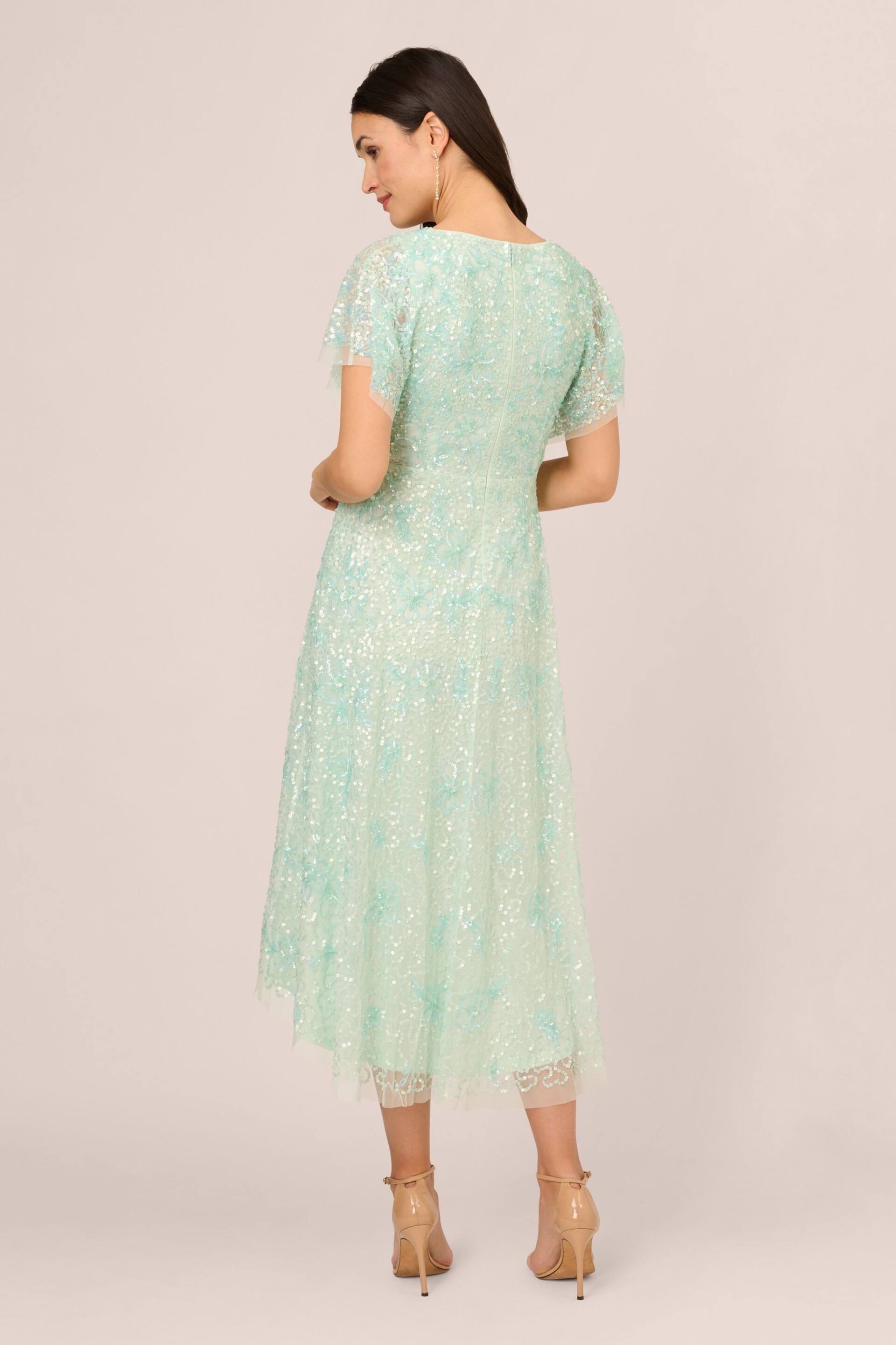 Adrianna Papell Green Beaded Mesh Wrap Dress - Image 2 of 7