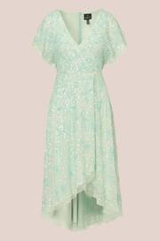 Adrianna Papell Green Beaded Mesh Wrap Dress - Image 7 of 7