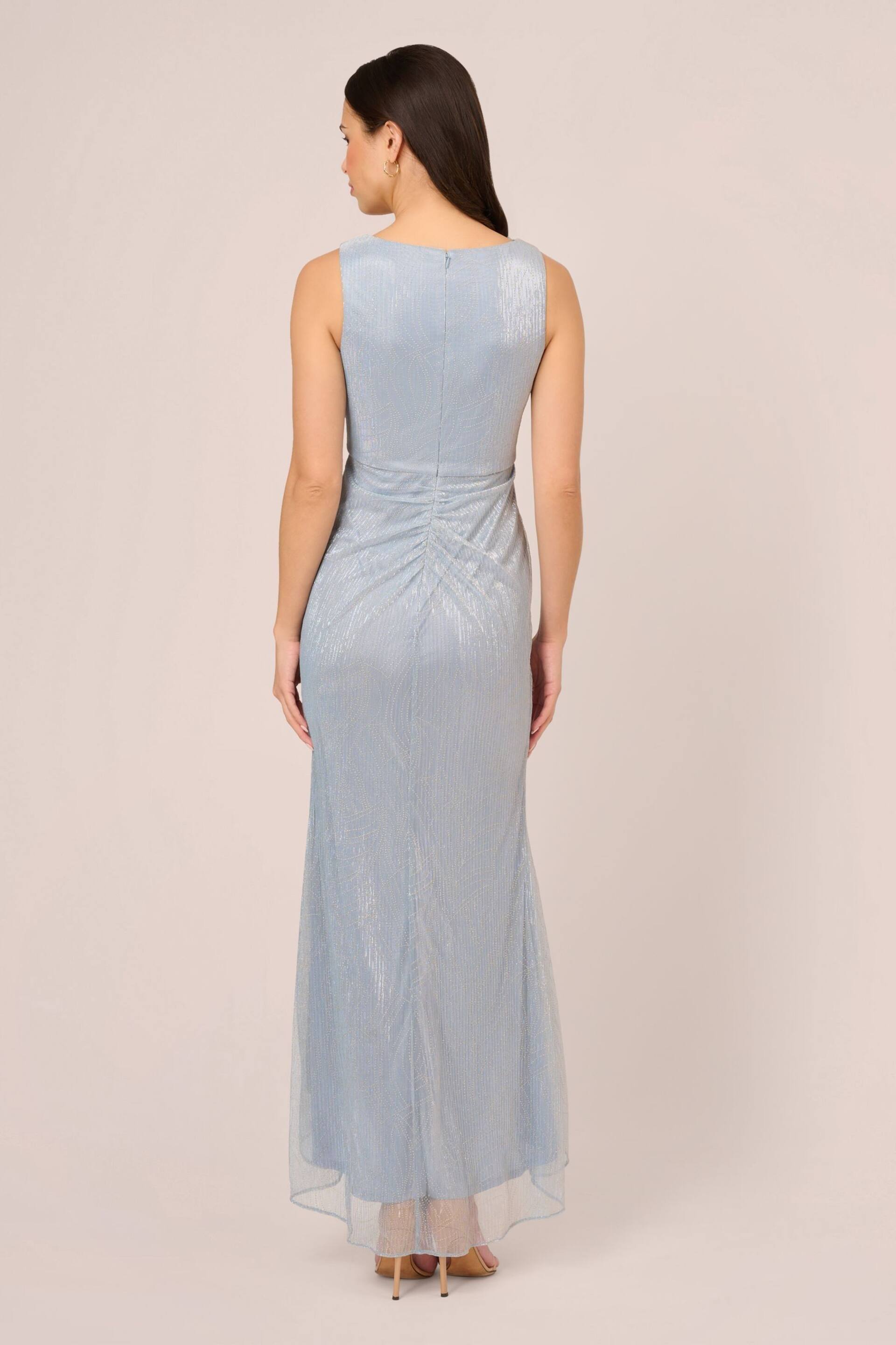 Adrianna Papell Blue Metallic Mesh Cascade Gown - Image 2 of 7