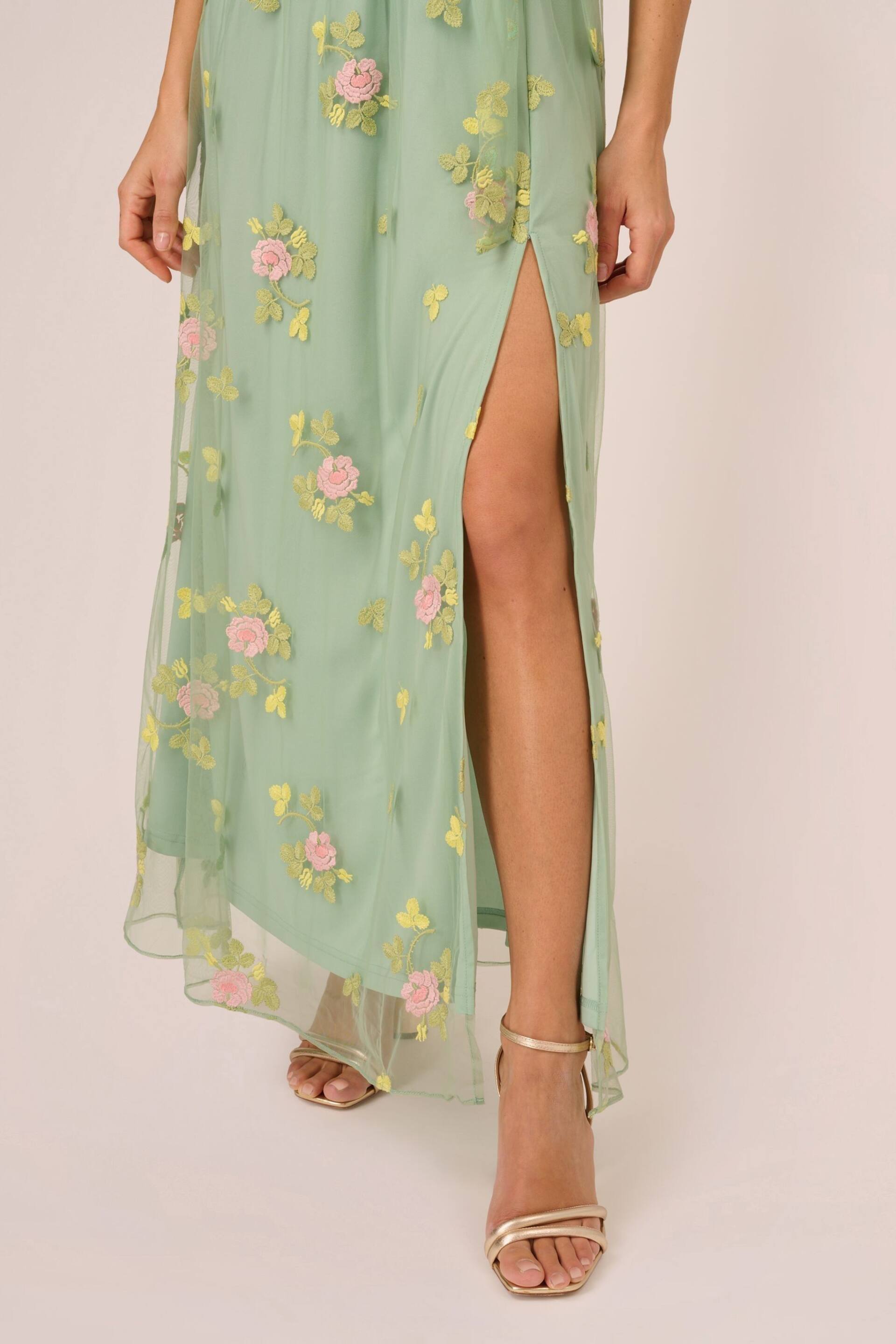Adrianna Papell Green Embroidered Maxi Dress - Image 5 of 7