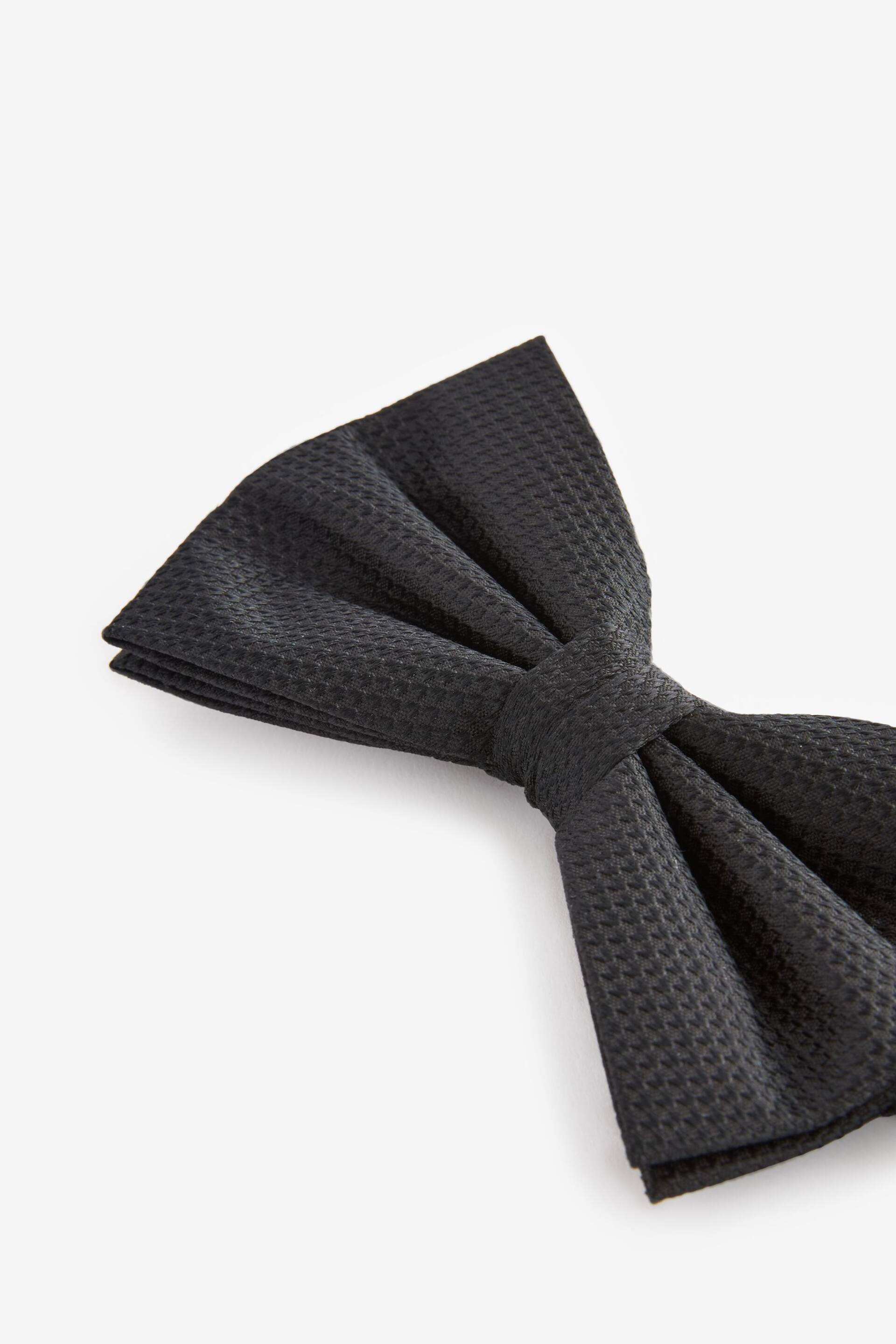 Black Textured Silk Bow Tie - Image 2 of 4