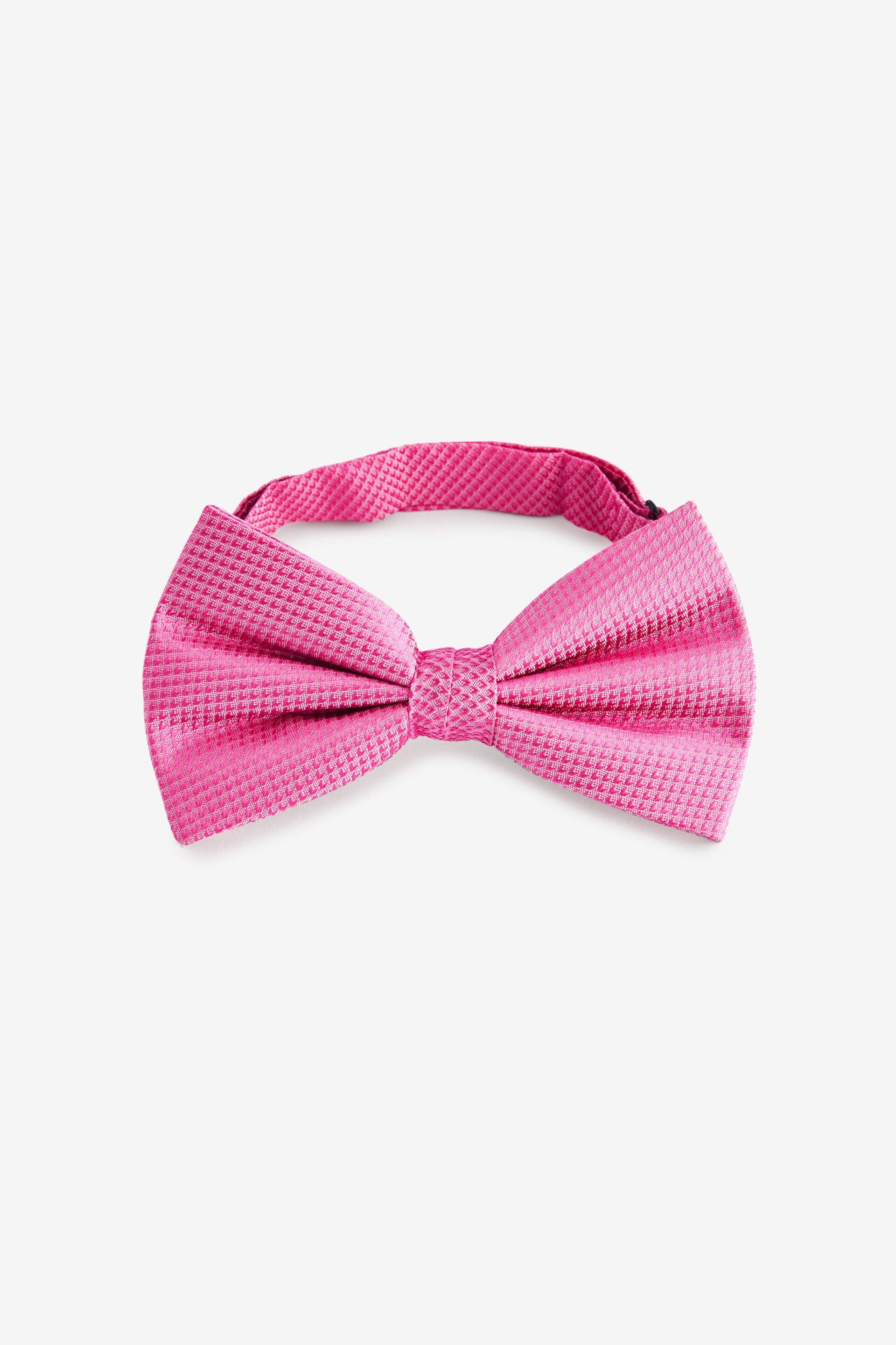 Fuchsia Pink Textured Silk Bow Tie - Image 3 of 4