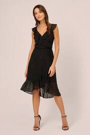 Adrianna Papell Ruffle Midi Black Dress - Image 1 of 7