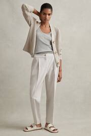 Reiss Light Grey Farrah Tapered Suit Trousers with TENCEL™ Fibers - Image 1 of 6