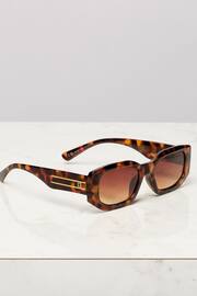 Lipsy Brown Narrow Hexagon Frame Sunglasses - Image 3 of 4