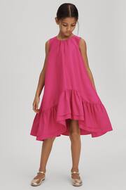 Reiss Bright Pink Cherie Junior Layered High-Low Dress - Image 1 of 7