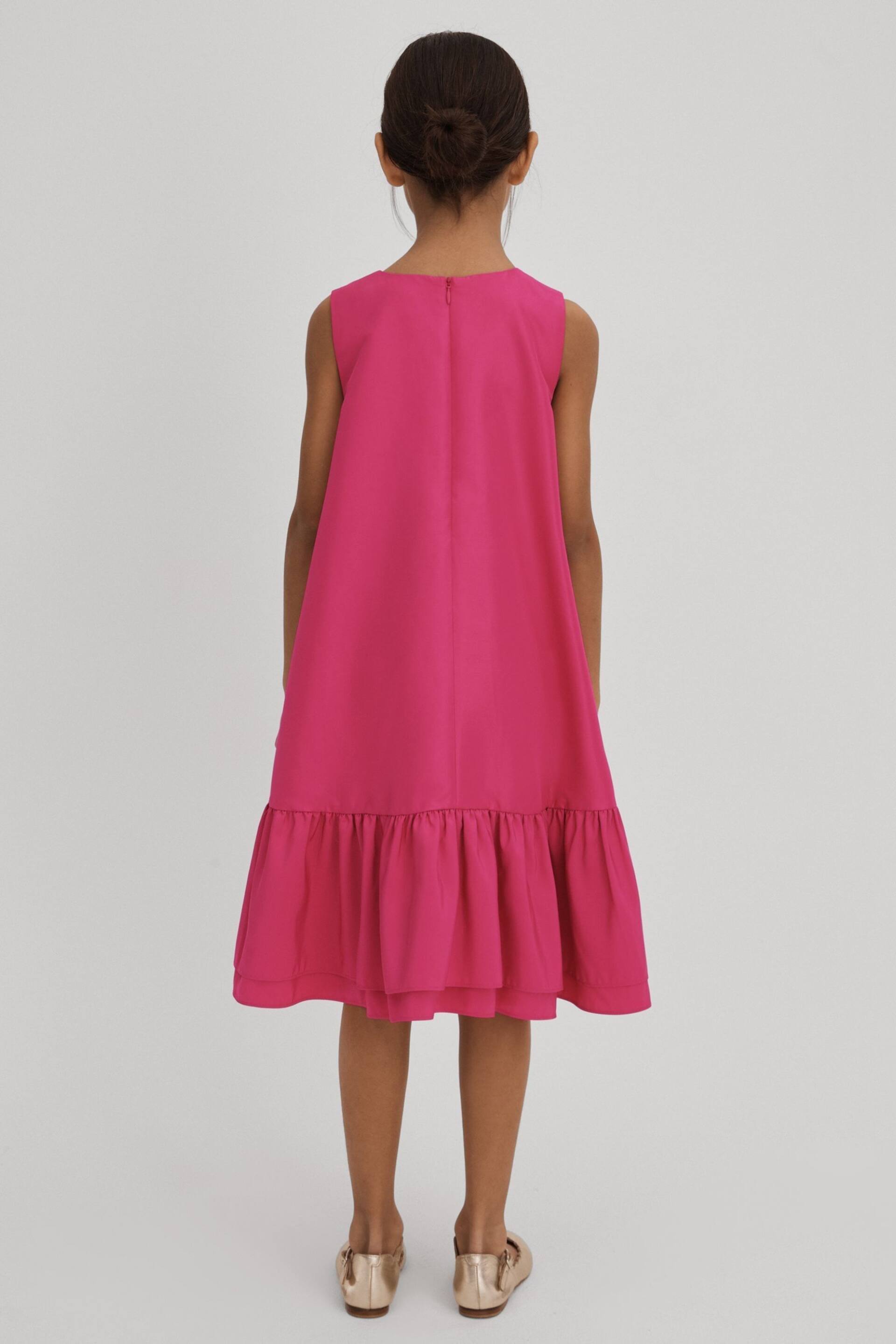 Reiss Bright Pink Cherie Junior Layered High-Low Dress - Image 6 of 7