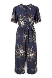 Mela Blue Floral Print Jumpsuit With Angel Sleeves - Image 5 of 5