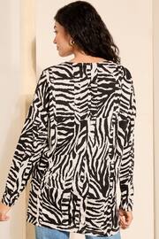 Friends Like These Zebra Soft Jersey V Neck Long Sleeve Tunic Top - Image 4 of 4