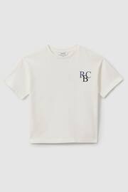 Reiss Ecru/Blue Sennen Junior Oversized Cotton Motif Shirt - Image 2 of 4