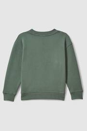 Reiss Dark Sage Marin Junior Cotton Motif Crew Neck Sweatshirt - Image 2 of 3
