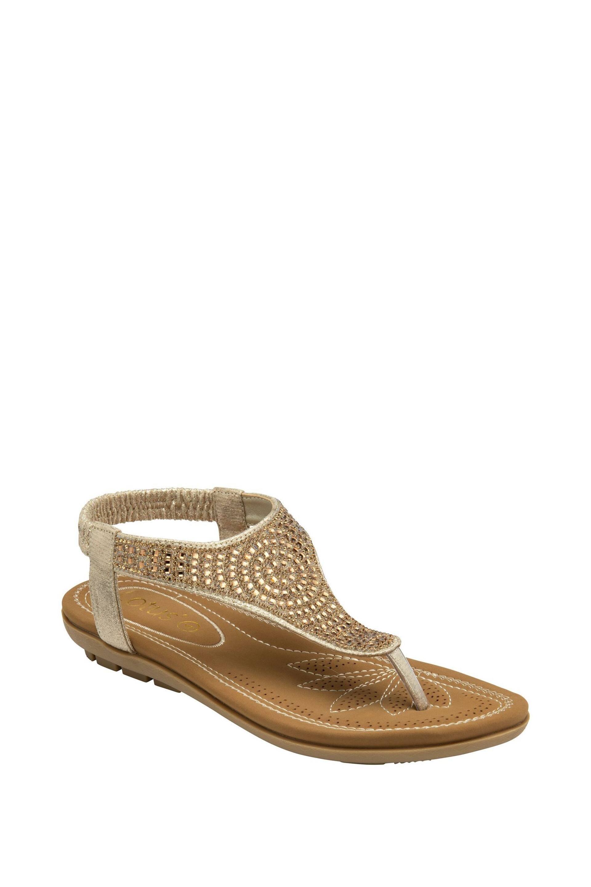 Lotus Gold Toe-Post Sandals - Image 1 of 3