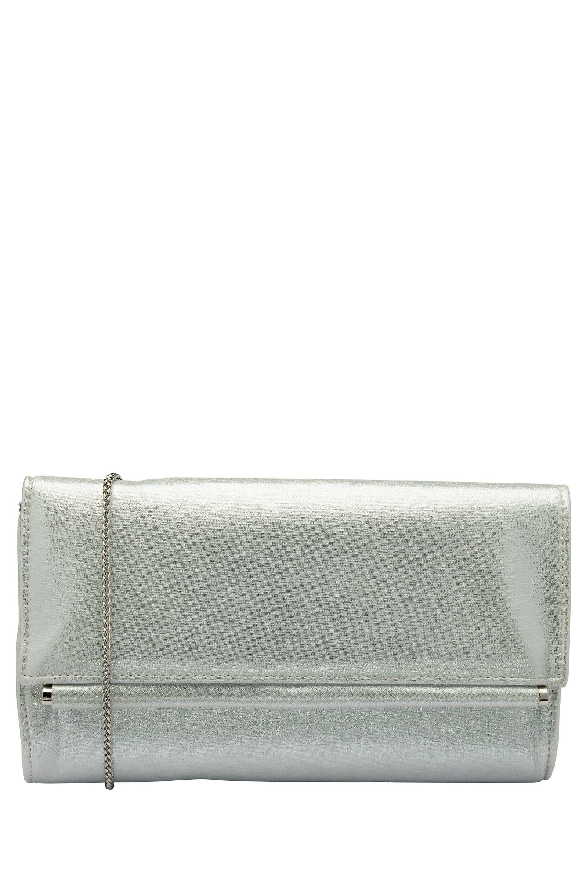 Lotus Silver Clutch Bag With Chain - Image 1 of 4